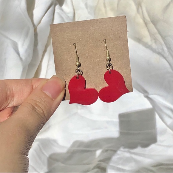 Heart Y2K Laser Cut Acrylic Earrings, valentines - Picture 3 of 6